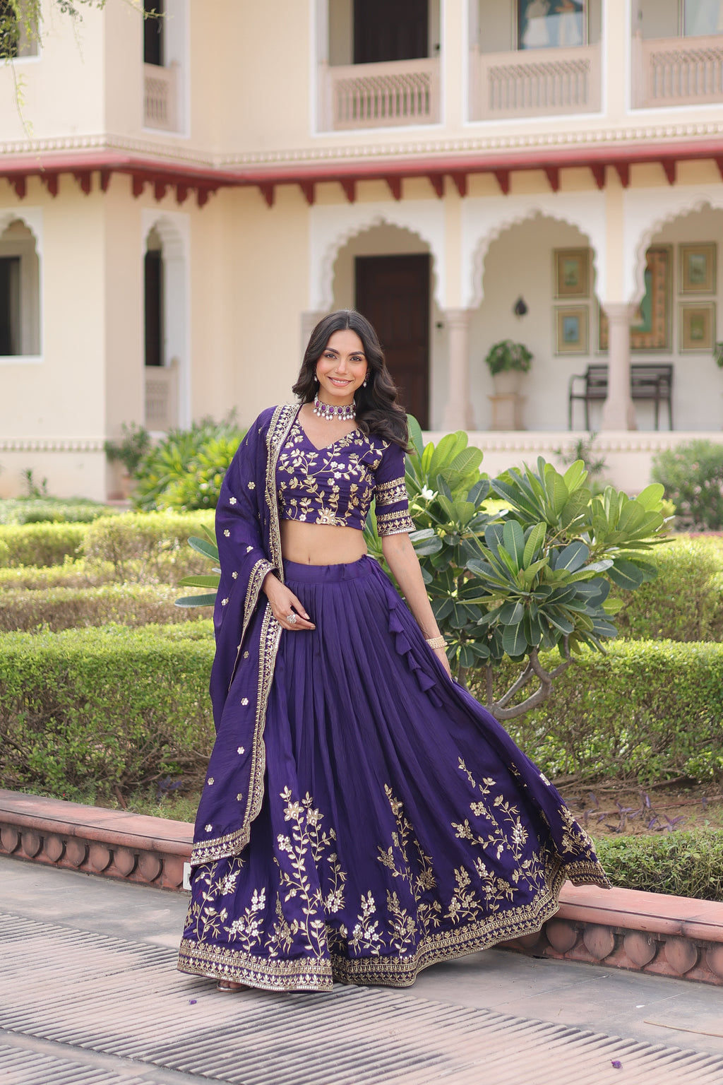 Ruvika Purple Color Vichitra Silk Sequins Zari Embroidered Work Lehenga Choli