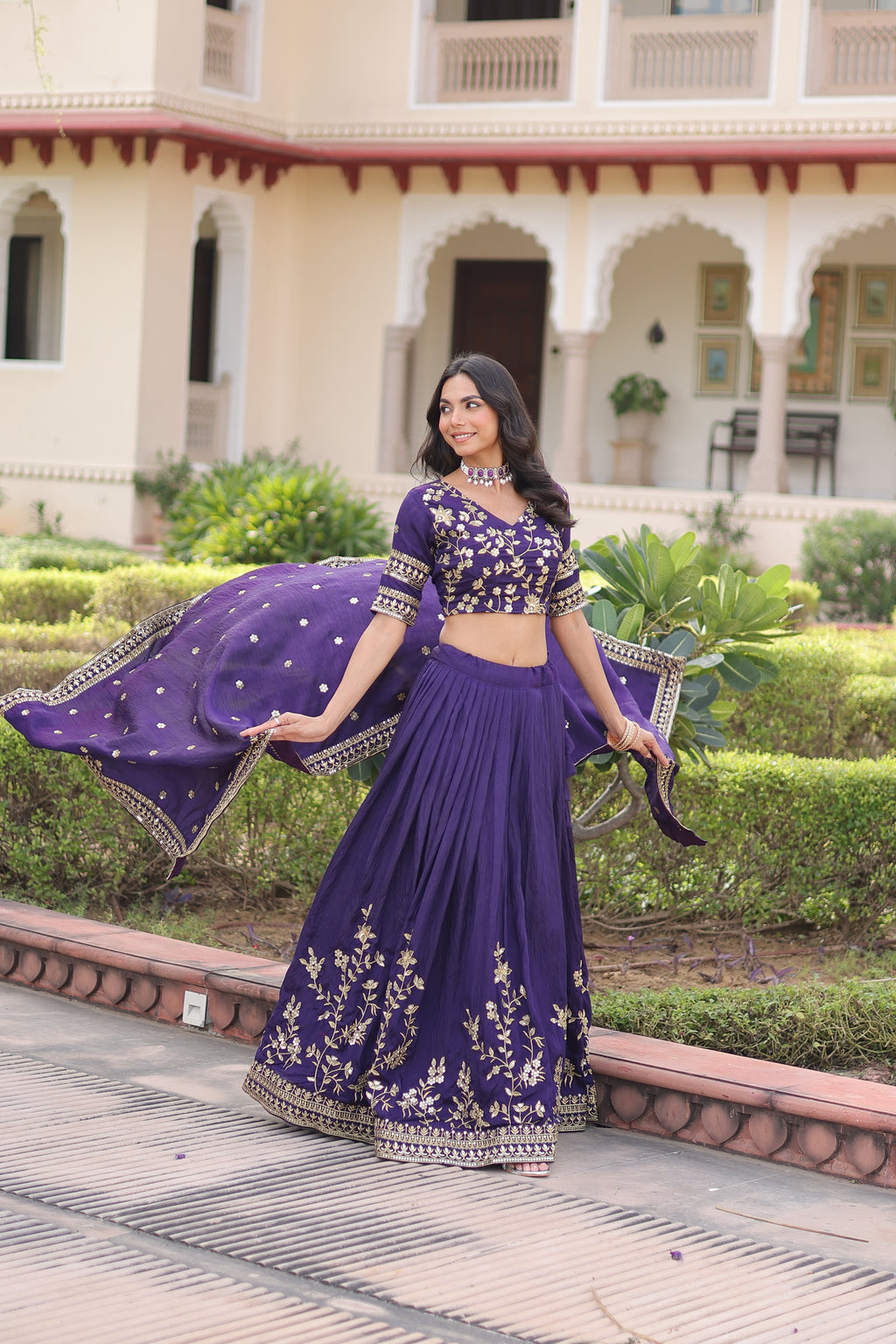 Ruvika Purple Color Vichitra Silk Sequins Zari Embroidered Work Lehenga Choli