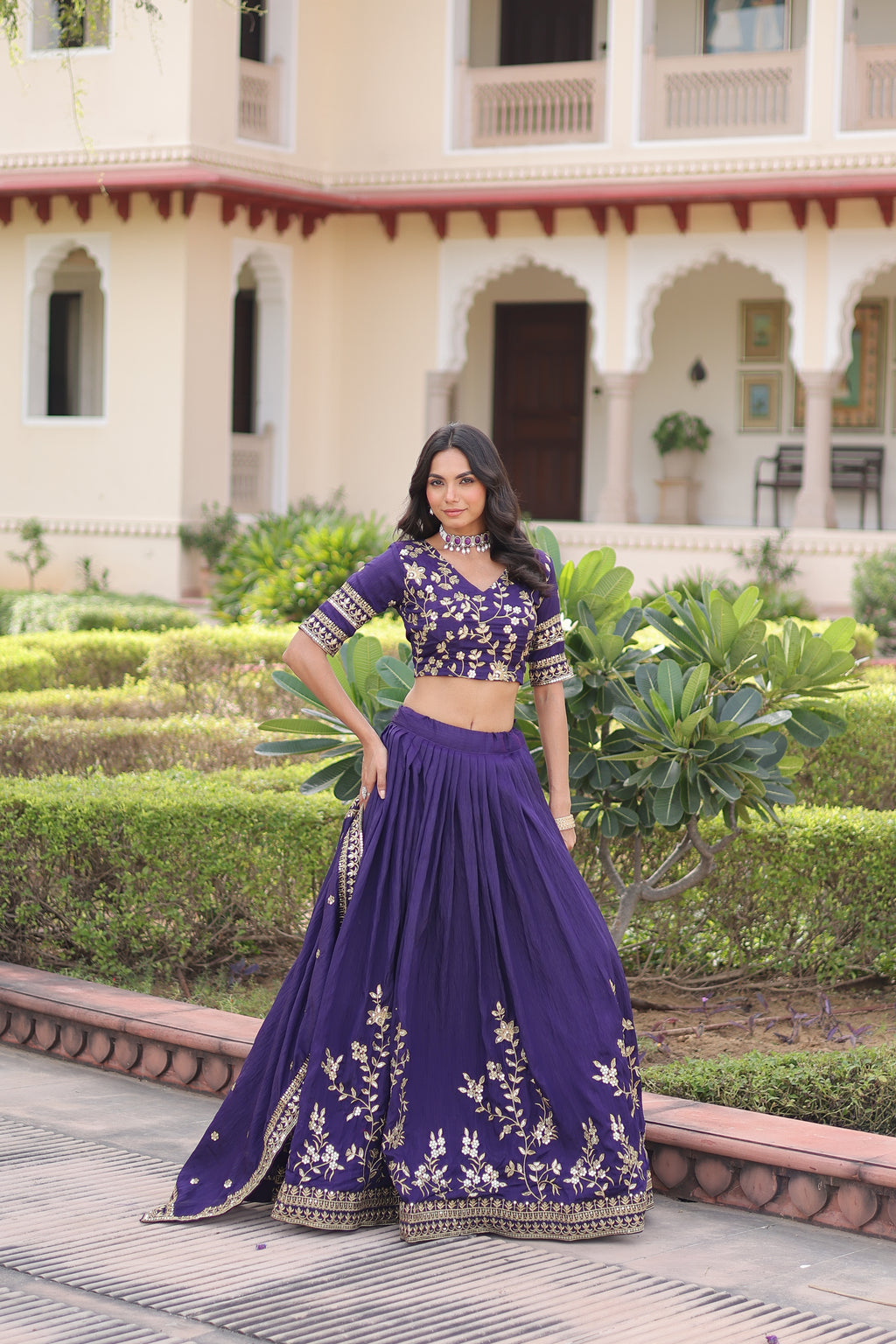 Ruvika Purple Color Vichitra Silk Sequins Zari Embroidered Work Lehenga Choli