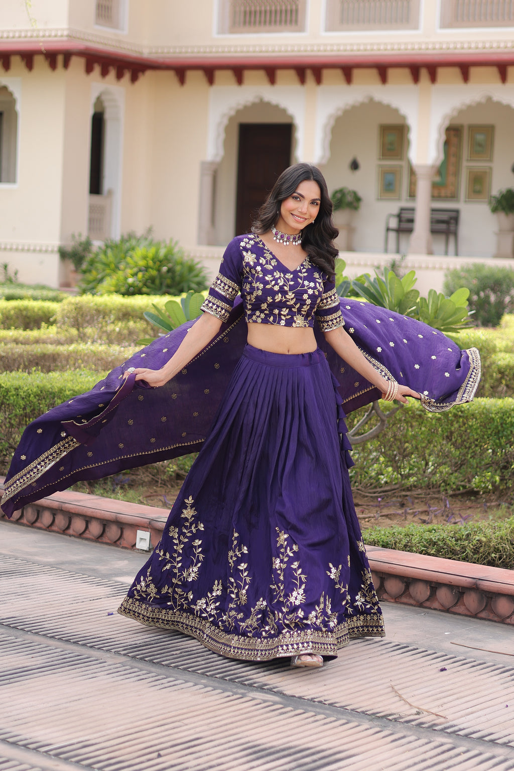 Ruvika Purple Color Vichitra Silk Sequins Zari Embroidered Work Lehenga Choli