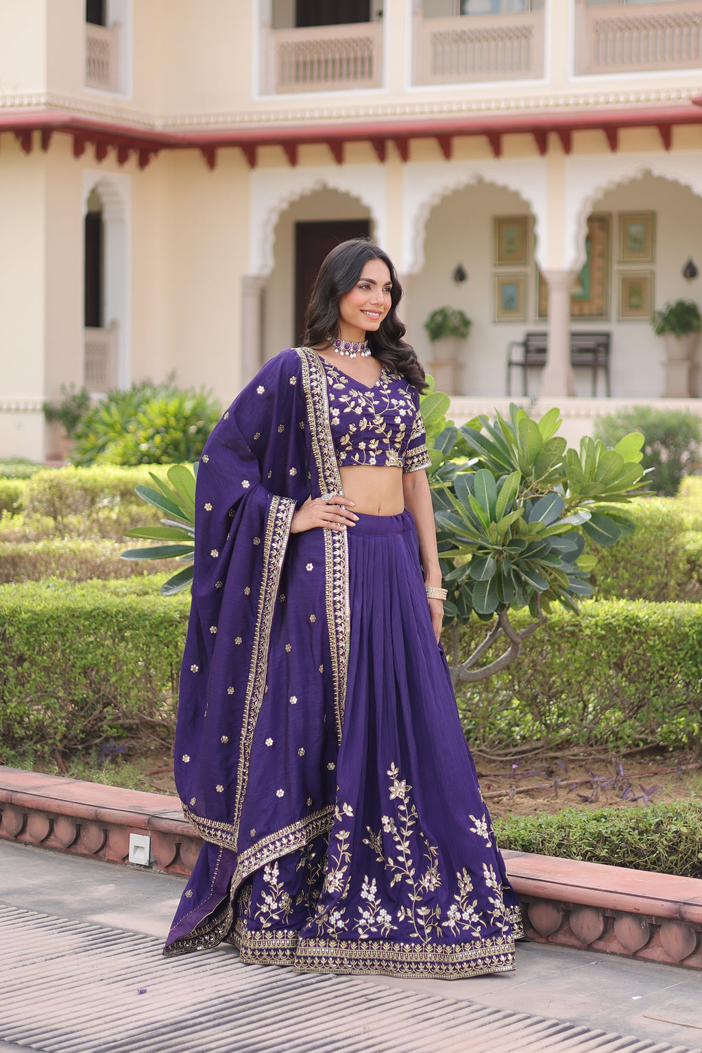 Ruvika Purple Color Vichitra Silk Sequins Zari Embroidered Work Lehenga Choli