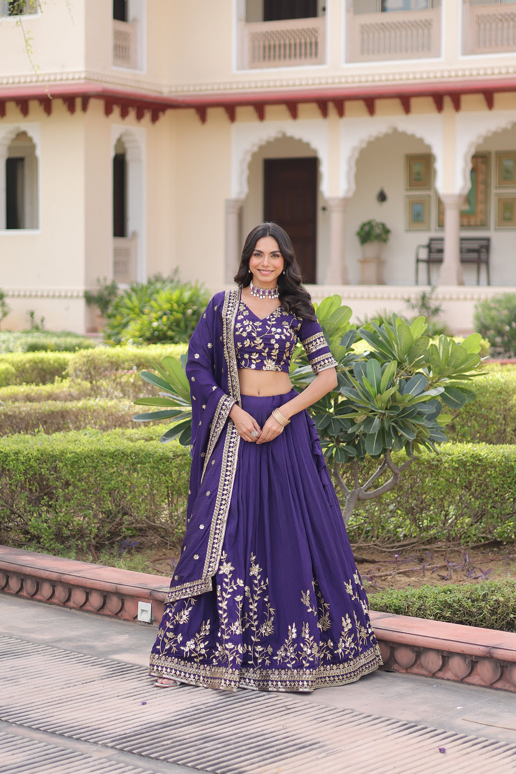 Ruvika Purple Color Vichitra Silk Sequins Zari Embroidered Work Lehenga Choli