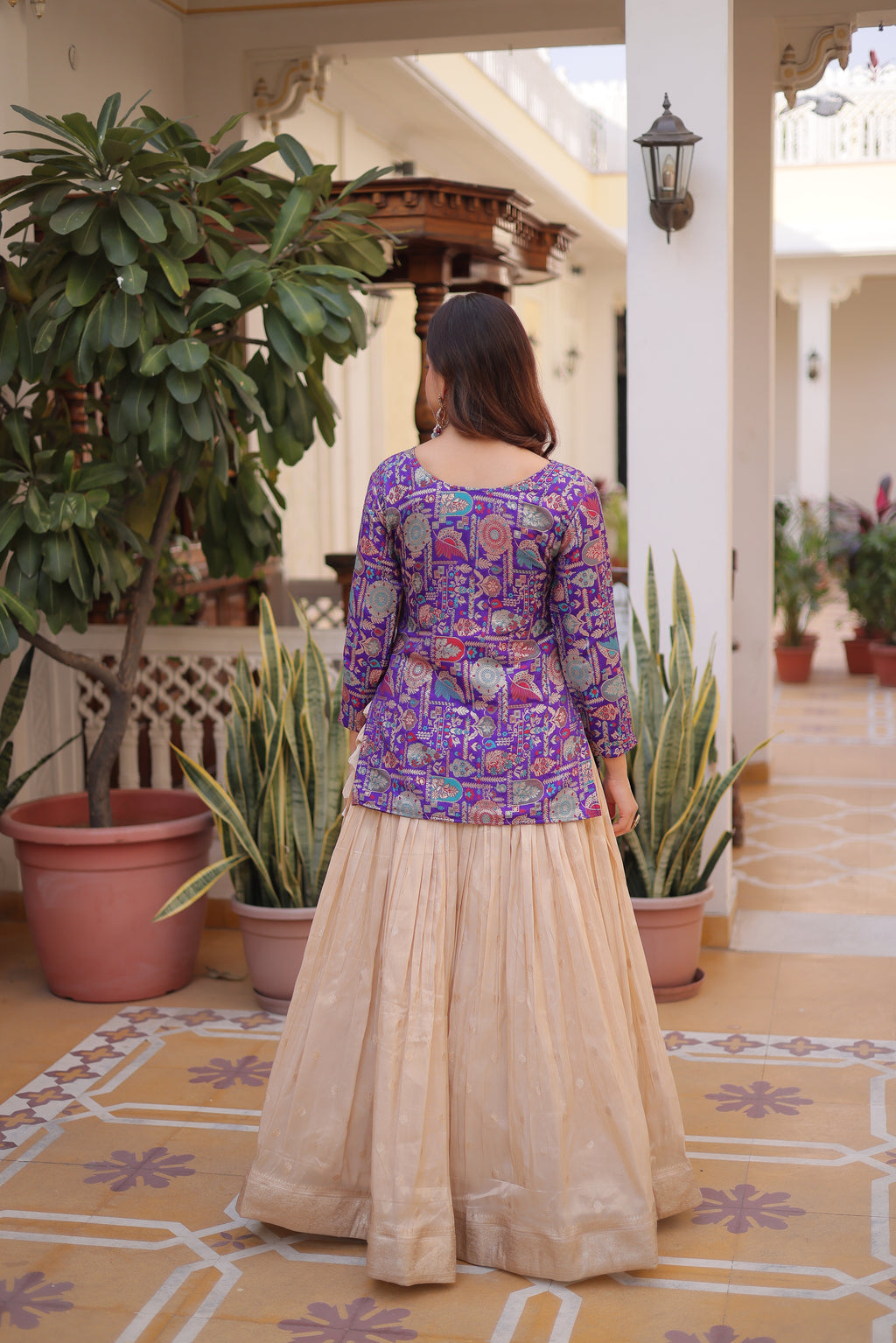 Nevara Purple Color Cosmos Weaving
Jacquard Work Lehenga Choli