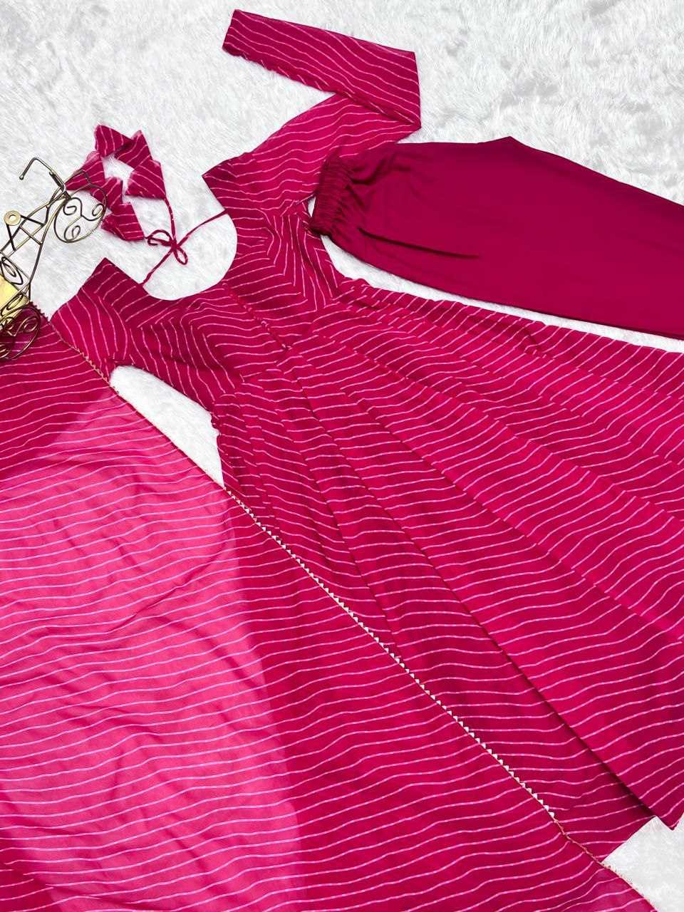 Madhu pink georgette printed Anarkali suit set