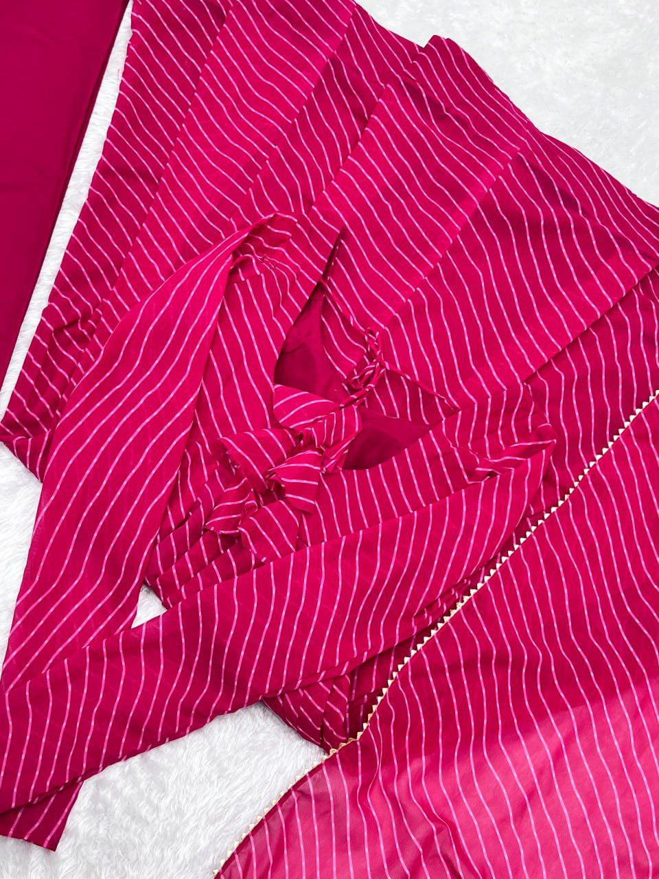 Madhu pink georgette printed Anarkali suit set