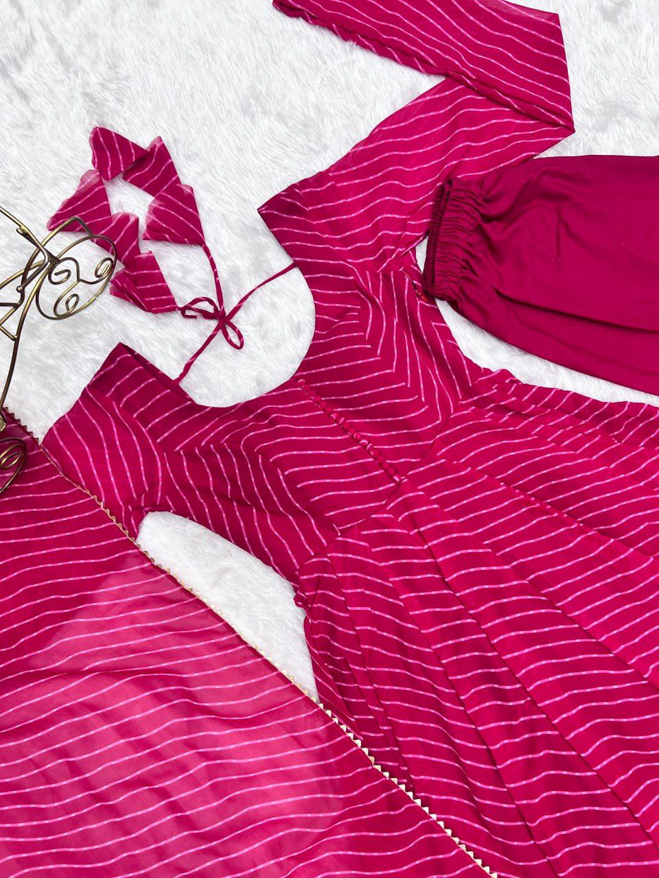 Madhu pink georgette printed Anarkali suit set
