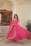 Kamakshi pink russian silk anarkali gown set