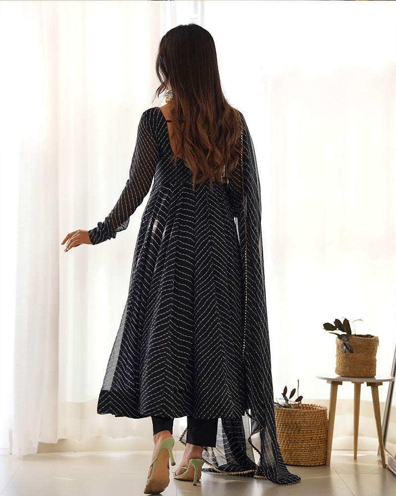 Madhu black georgette printed anarkali suit set
