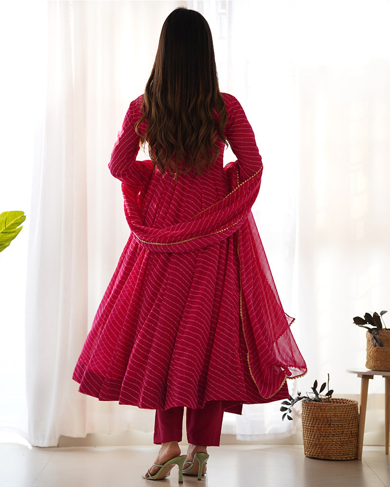 Madhu pink georgette printed Anarkali suit set