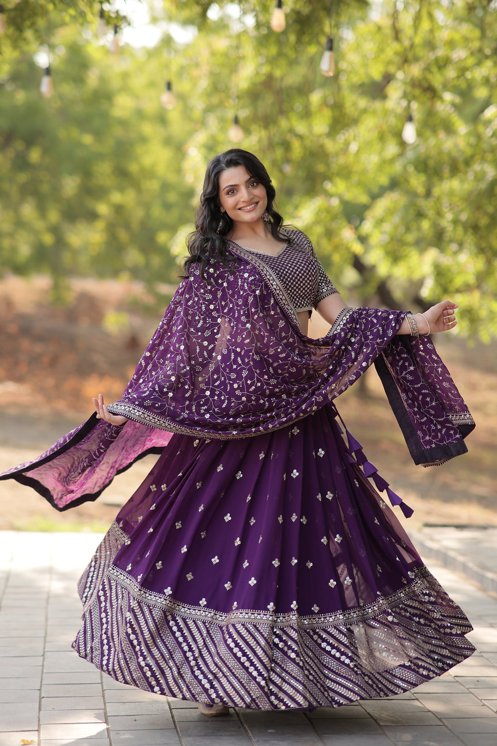 Purple embroidered Meher designer lehenga choli