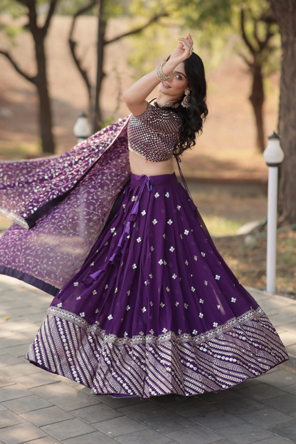 Purple embroidered Meher designer lehenga choli