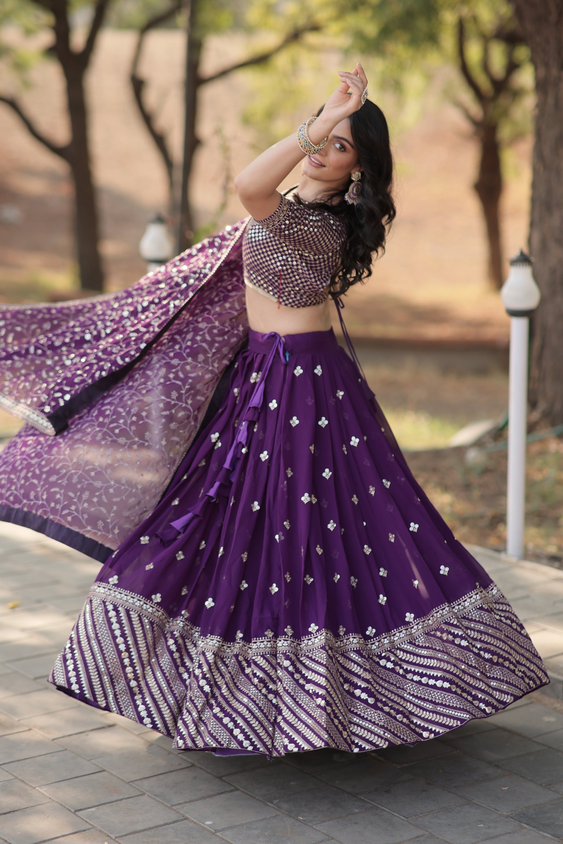 Purple embroidered Meher designer lehenga choli