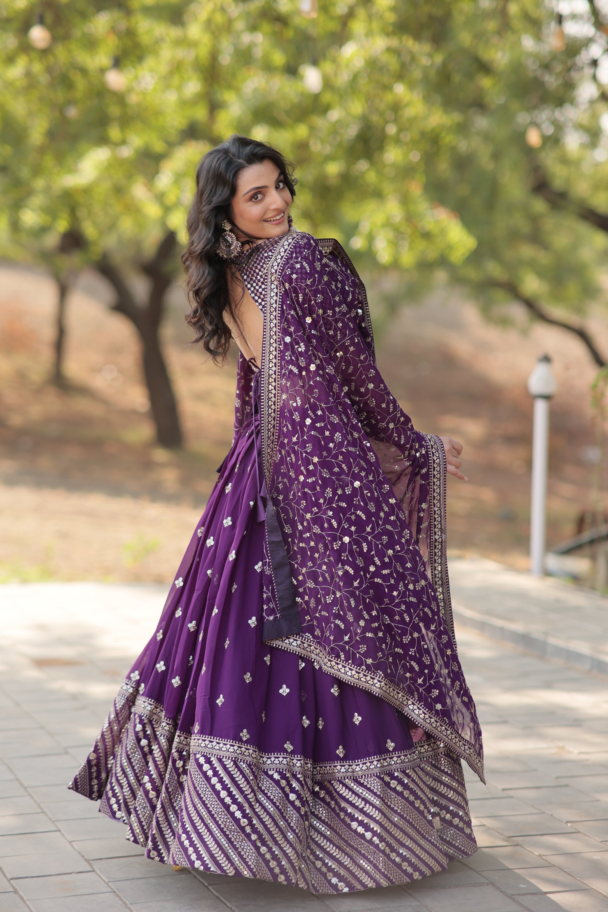 Purple embroidered Meher designer lehenga choli