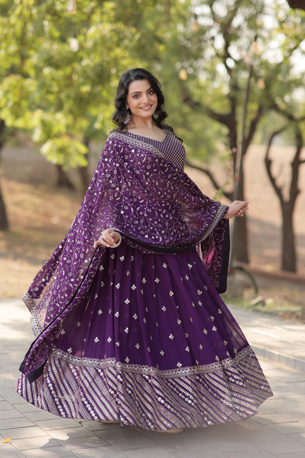Purple embroidered Meher designer lehenga choli