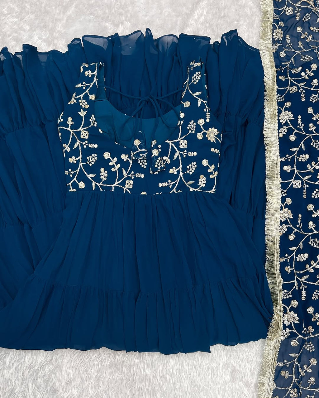 Misha Rama Soft Fox Georgette Anarkali With Huge Flair Suit Set