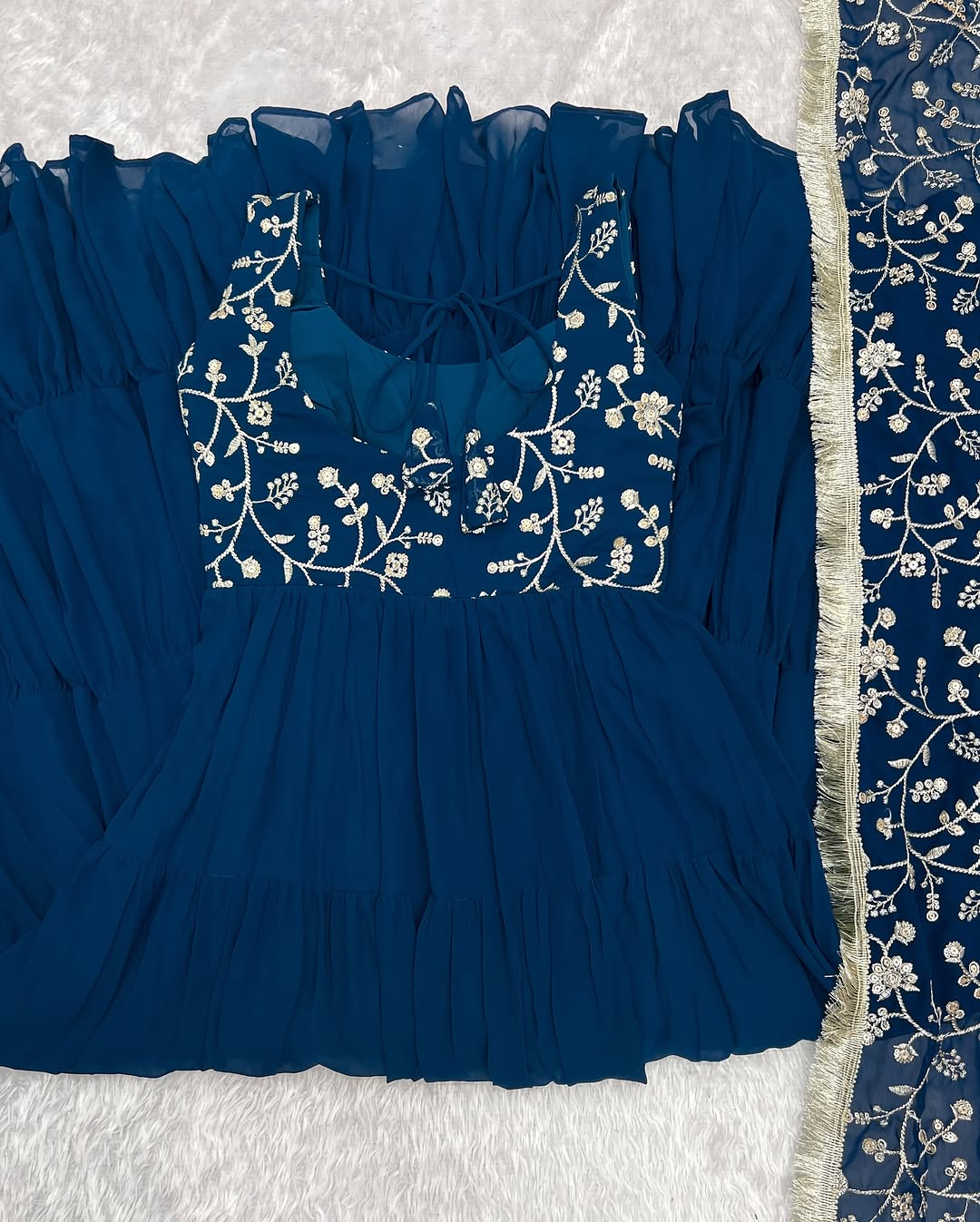 Misha Rama Soft Fox Georgette Anarkali With Huge Flair Suit Set