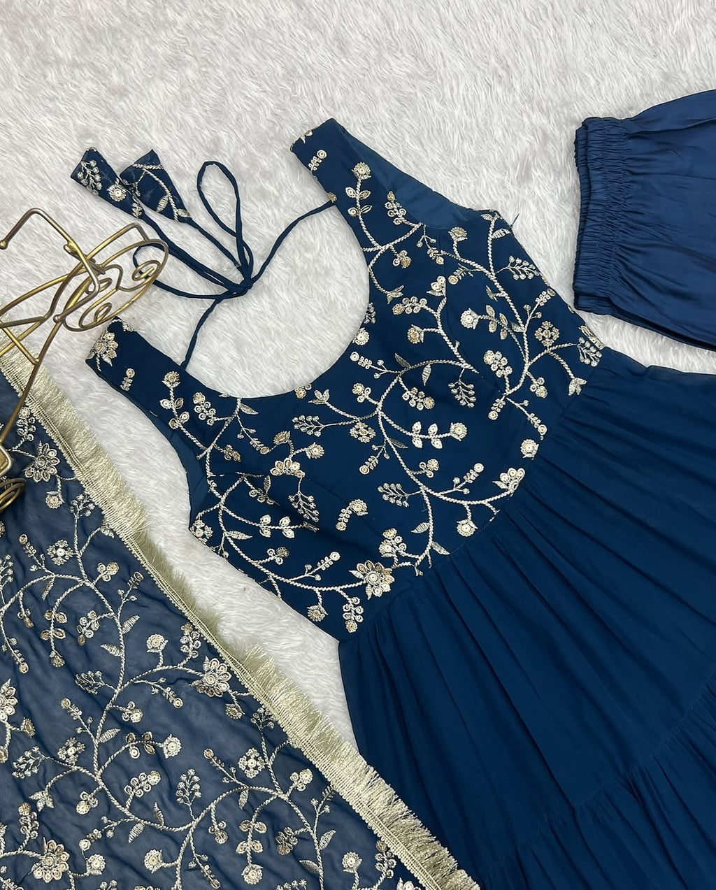 Misha Rama Soft Fox Georgette Anarkali With Huge Flair Suit Set