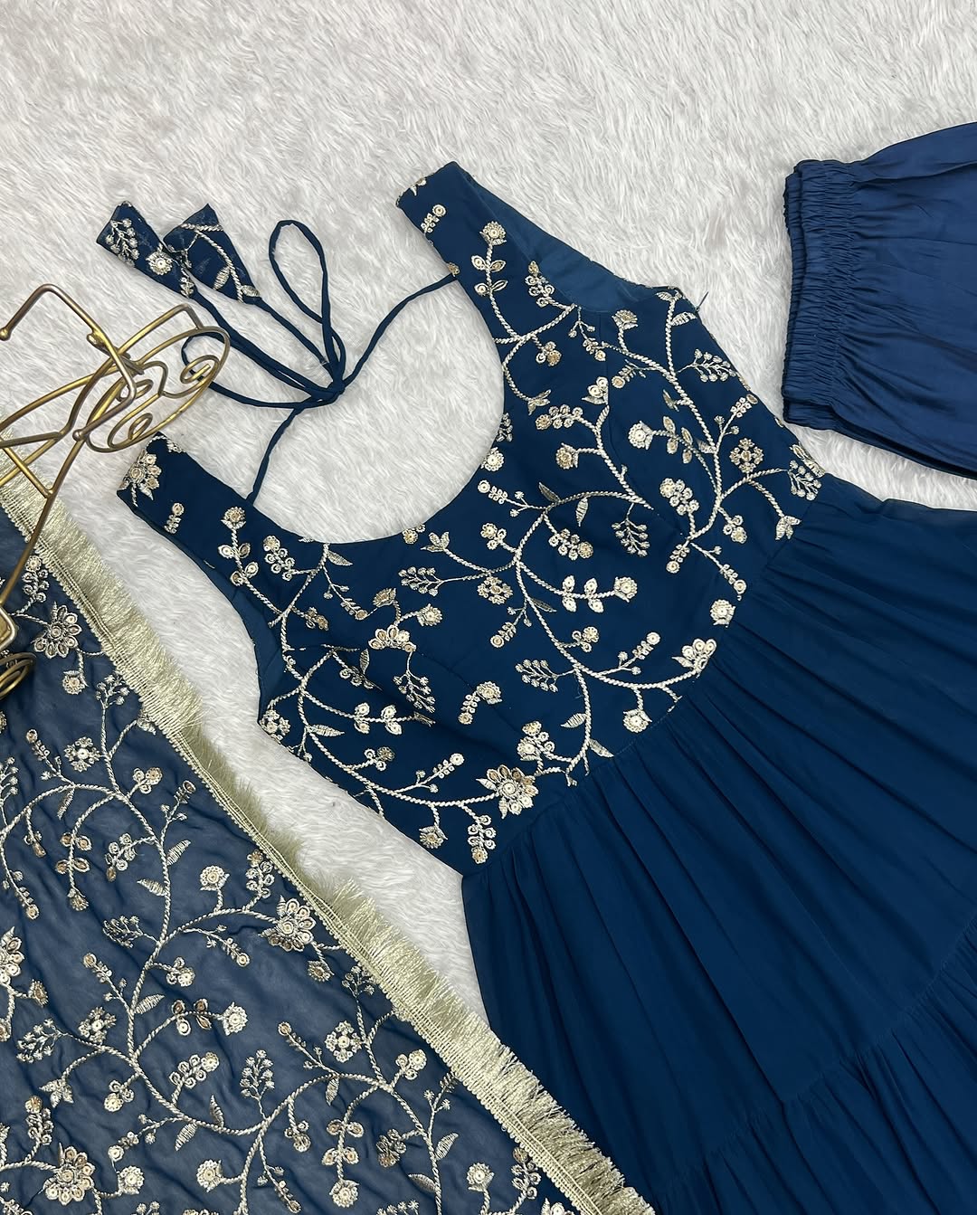 Misha Rama Soft Fox Georgette Anarkali With Huge Flair Suit Set