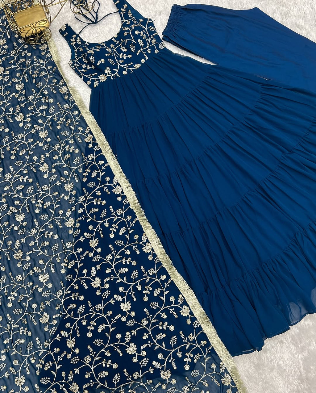 Misha Rama Soft Fox Georgette Anarkali With Huge Flair Suit Set