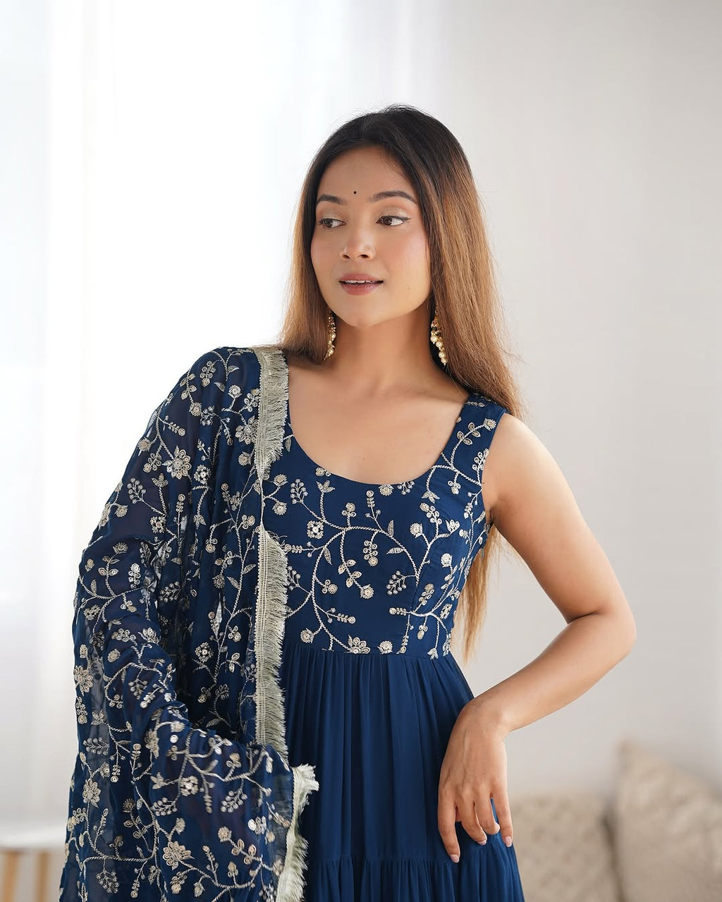 Misha Rama Soft Fox Georgette Anarkali With Huge Flair Suit Set