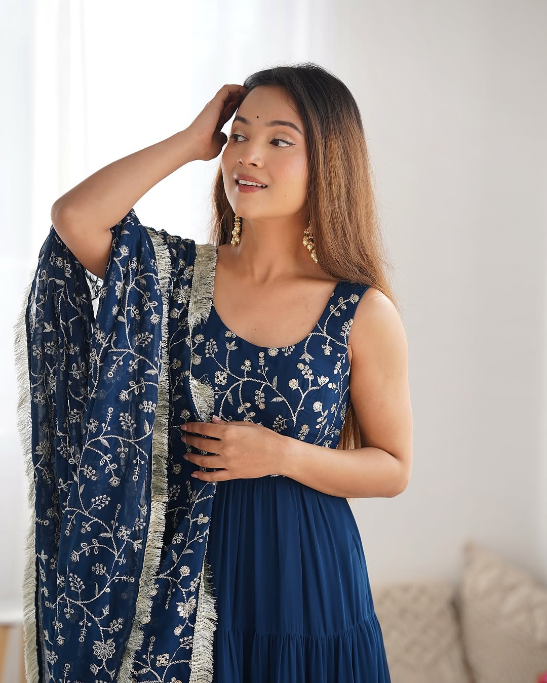 Misha Rama Soft Fox Georgette Anarkali With Huge Flair Suit Set