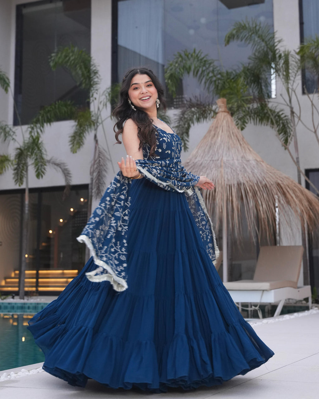 Red fox georgette Anarkali suit set with dupatta for women, heavy embroidered Anarkali gown for weddings and receptions, latest floor-length Anarkali suit with pant and dupatta, traditional Indian ethnic wear for party and festive occasions, designer Anarkali dress for engagement or Diwali, sequin and thread work Anarkali with grand flair, readymade Anarkali suit with pant set for women.