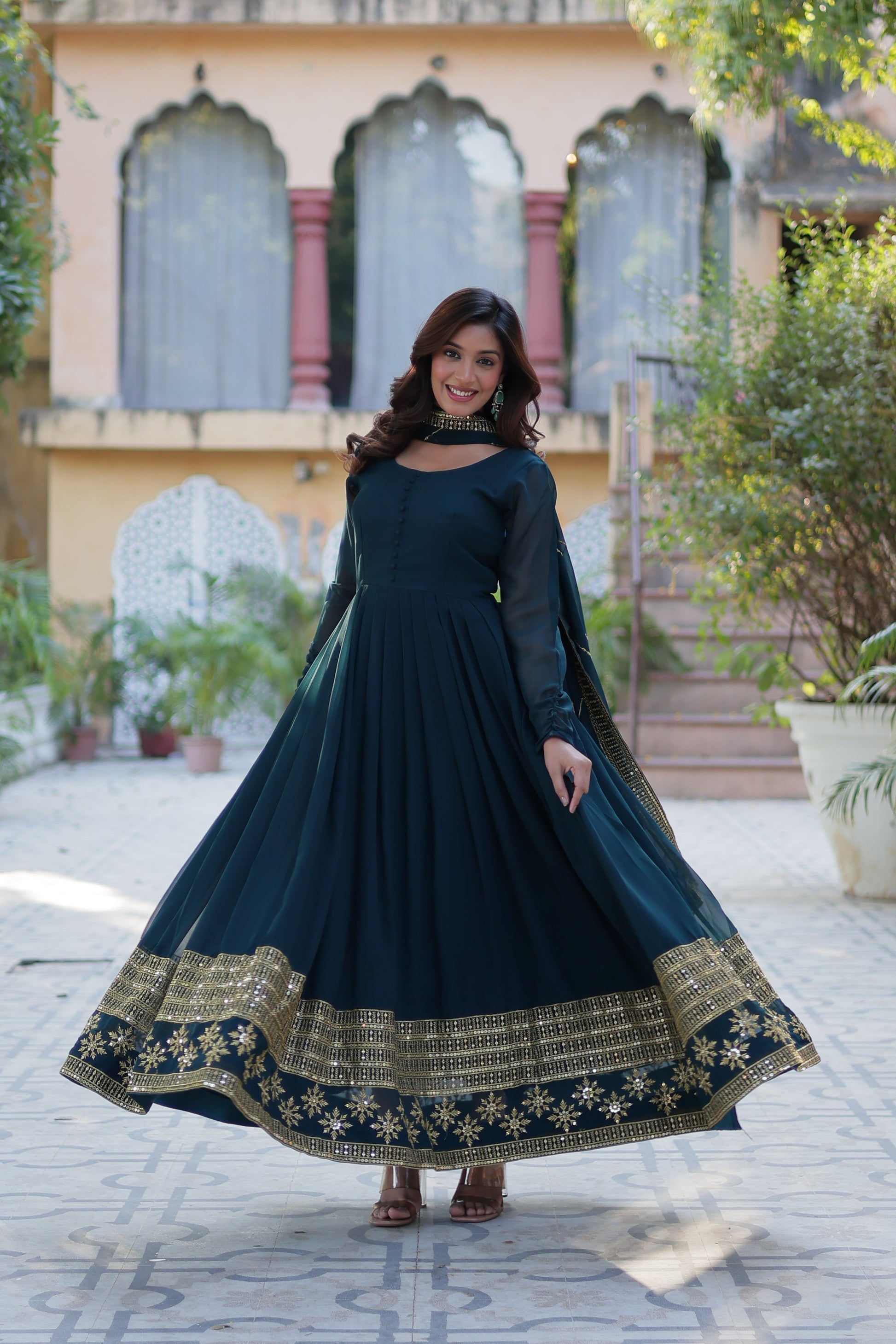 Mokshita Rama Georgette Embroidered Flared Anarkali Set