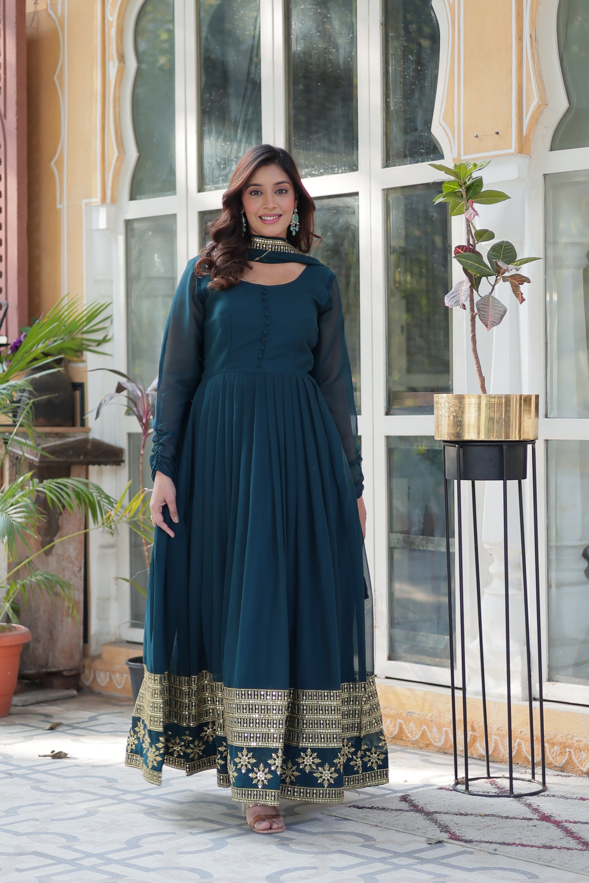 Mokshita Rama Georgette Embroidered Flared Anarkali Set