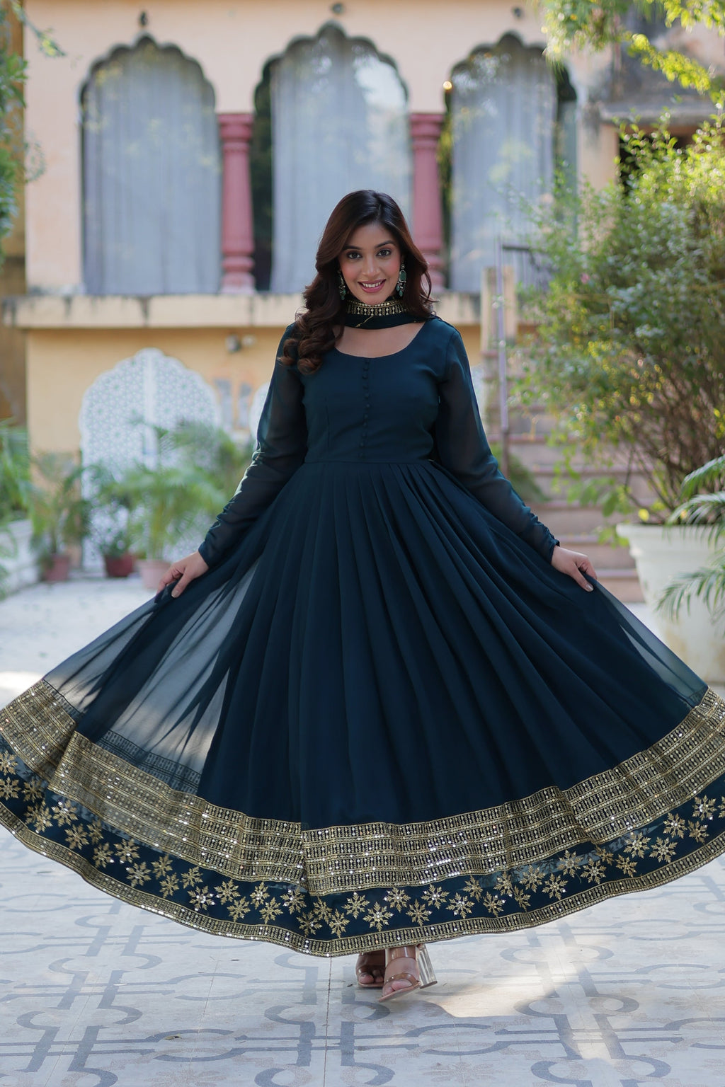 Mokshita Rama Georgette Embroidered Flared Anarkali Set
