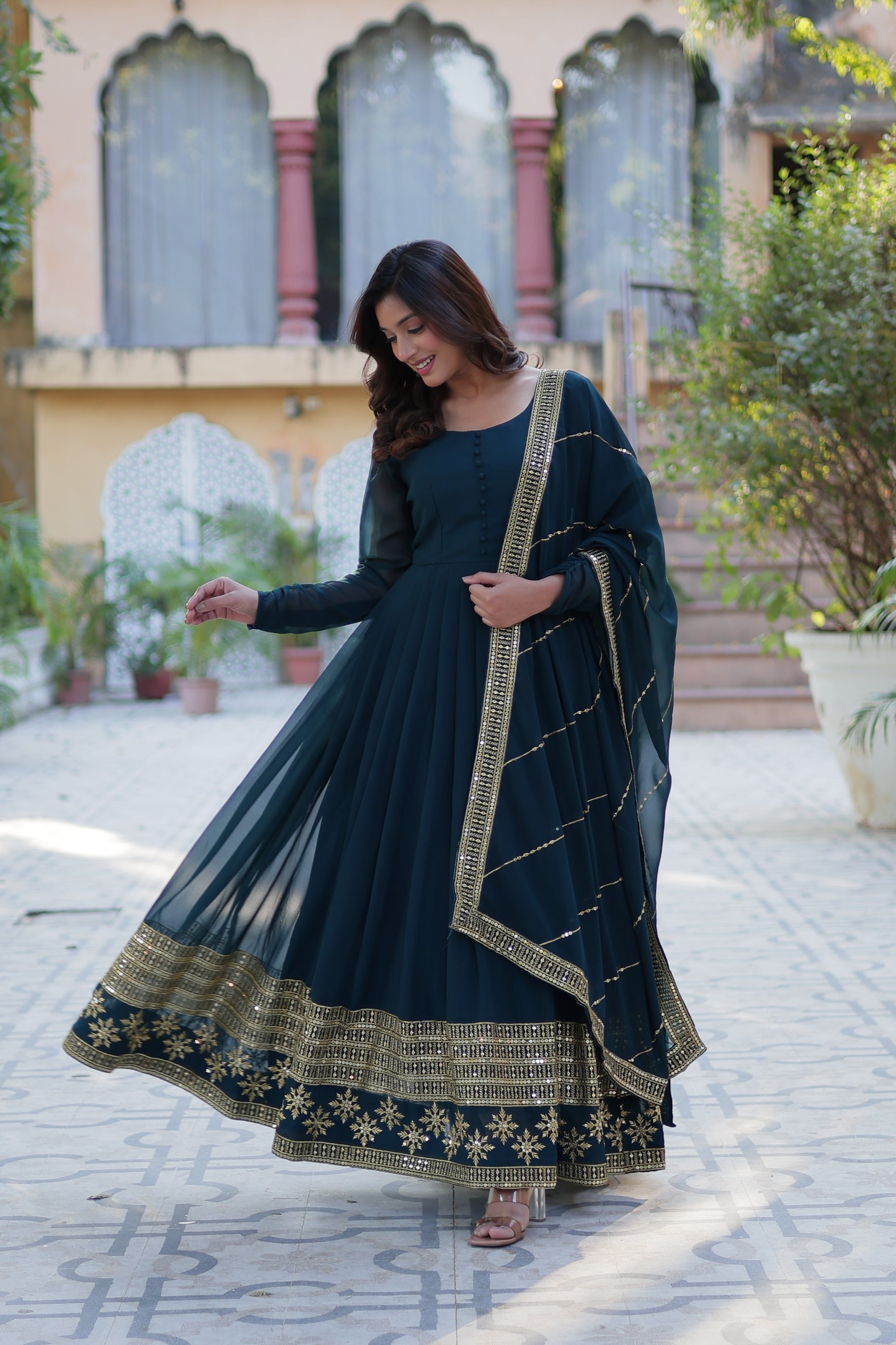Mokshita Rama Georgette Embroidered Flared Anarkali Set