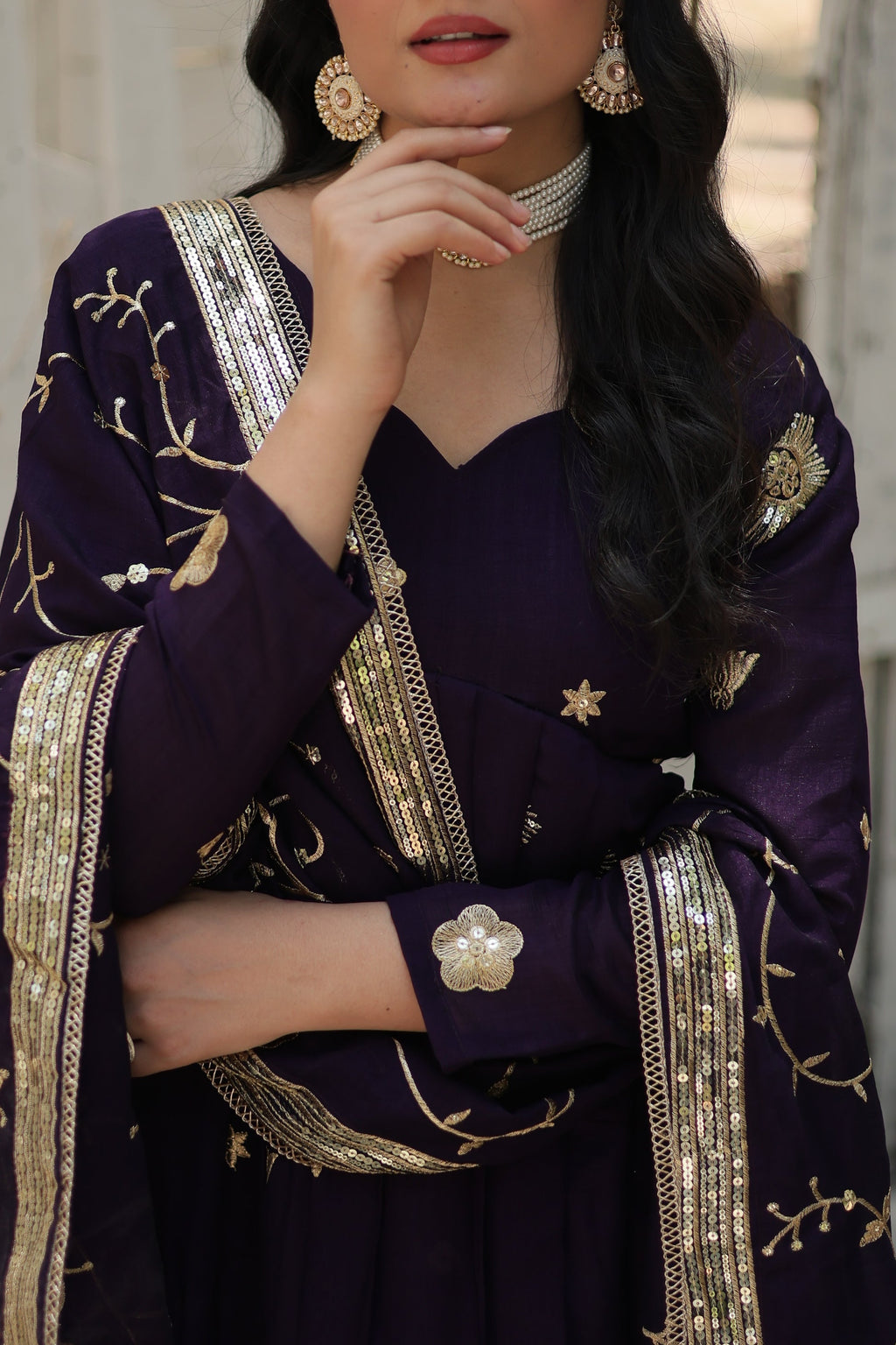 Purple embroidered Naira designer Anarkali gown