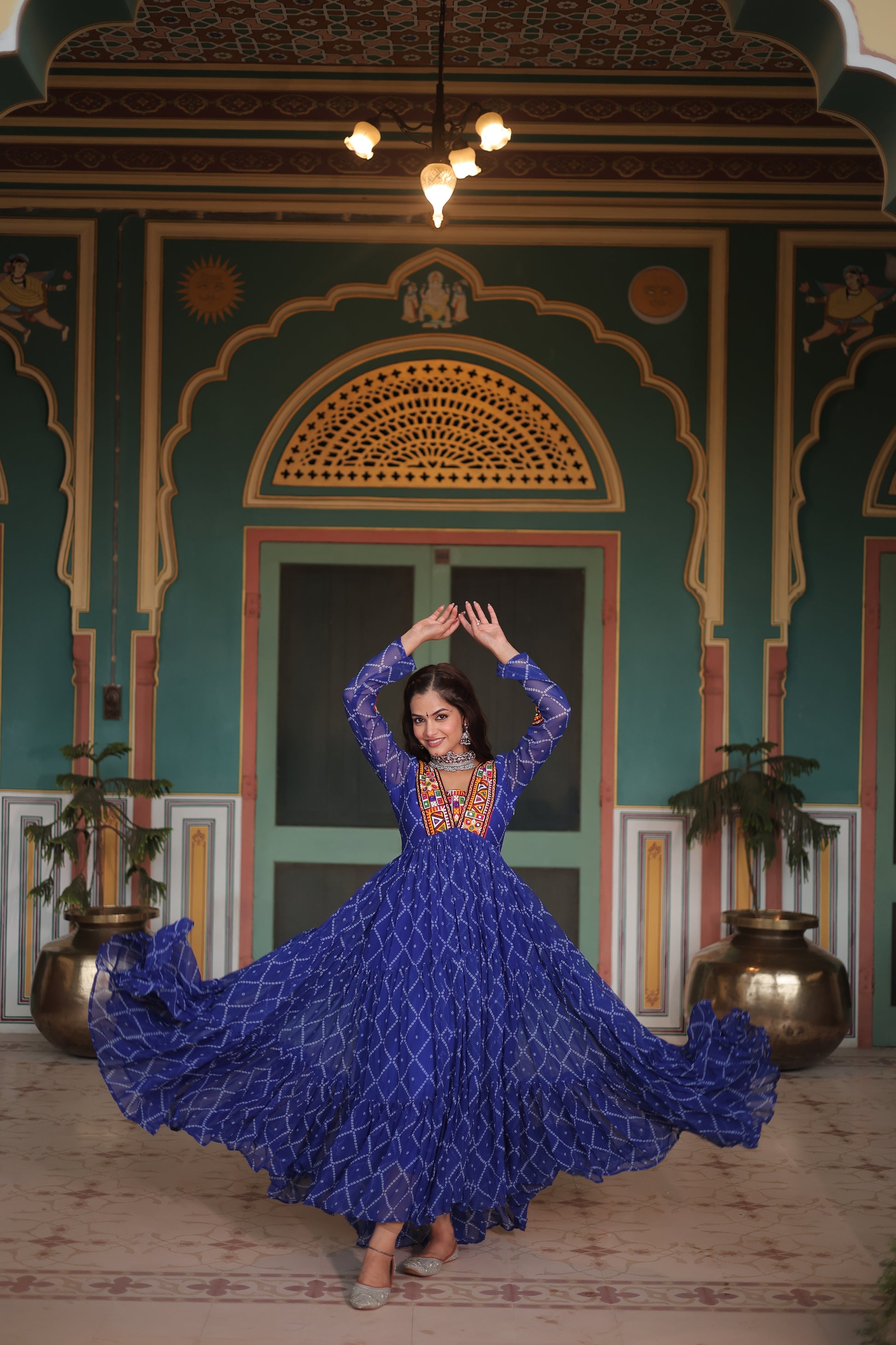 Naisha Blue Georgette Bandhani Anarkali Gown