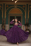 Purple bandhani georgette Naisha designer Anarkali gown