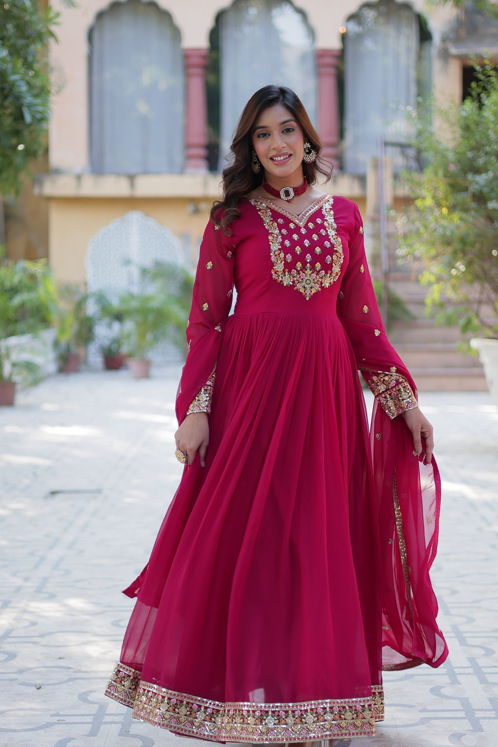 Nandita Pink Sequance Embroidered Anarkali Gown Set