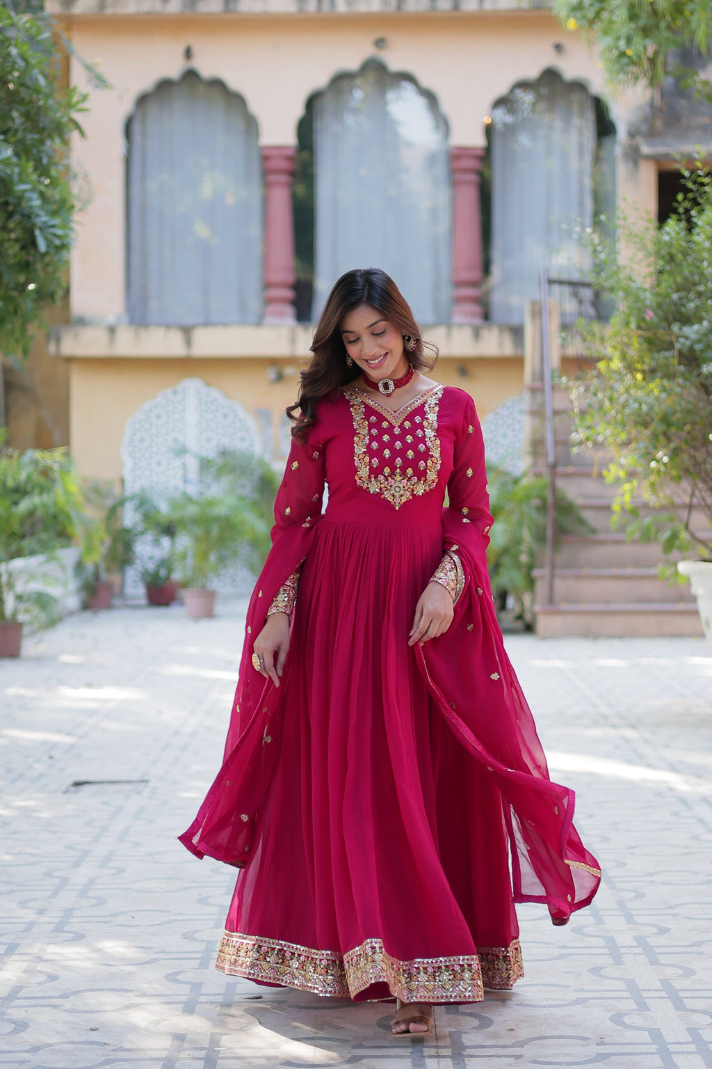 Nandita Pink Sequance Embroidered Anarkali Gown Set