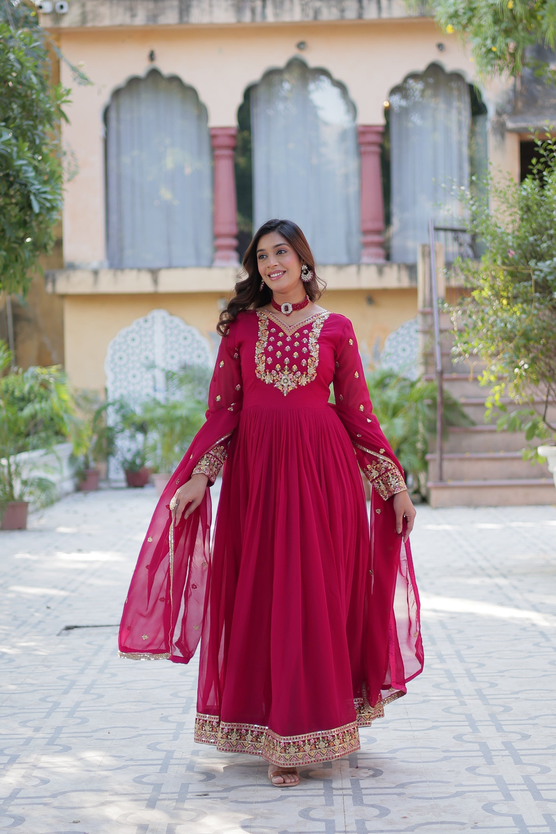 Nandita Pink Sequance Embroidered Anarkali Gown Set