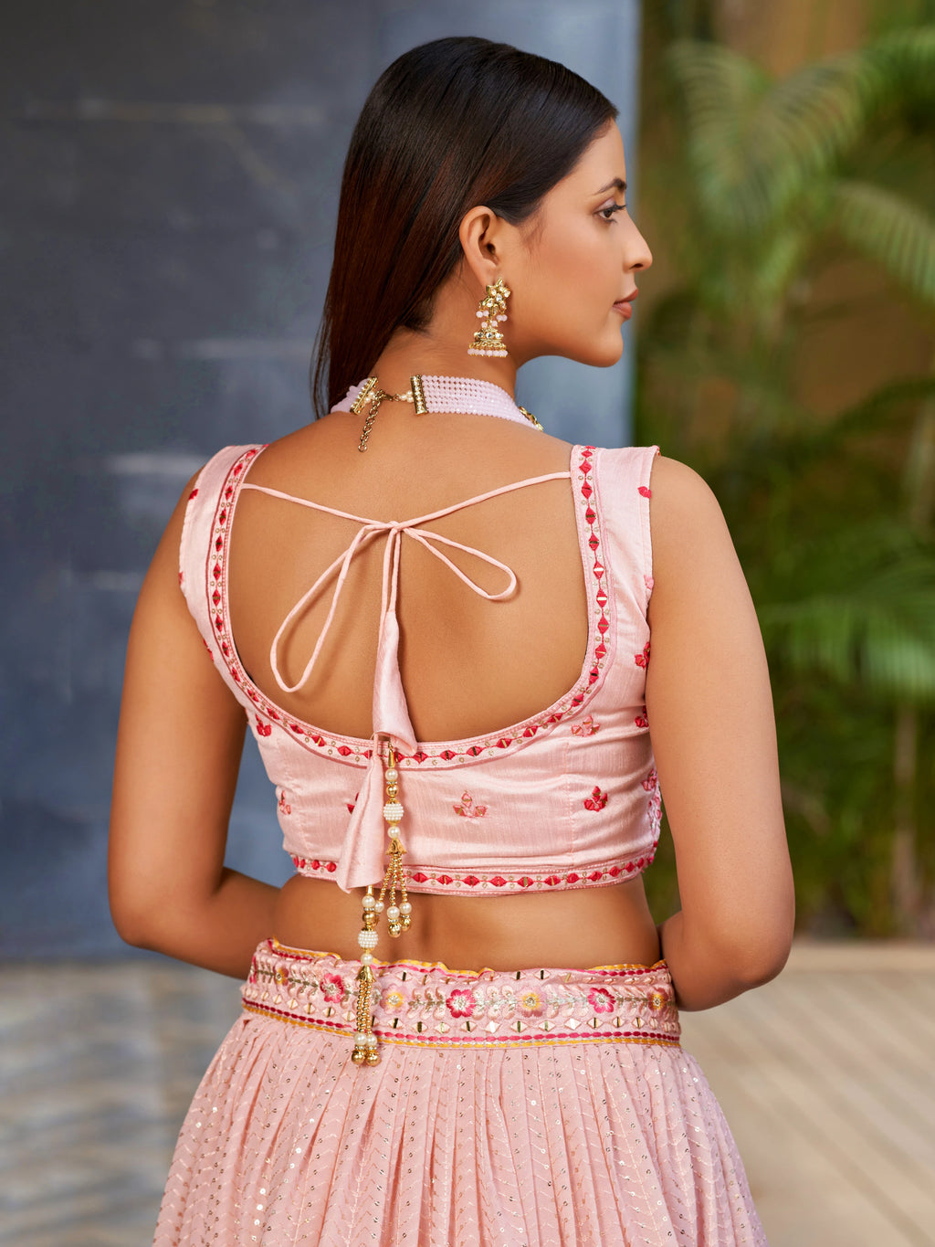 Navya Blush Pink Color Georgette Embroidered Lehenga Choli with Dupatta