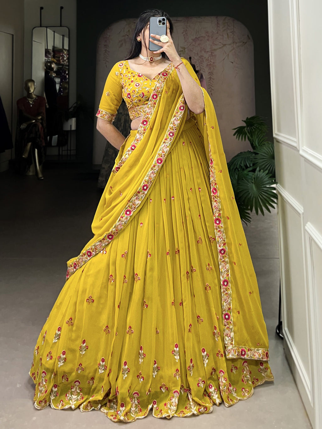 Neeva Yellow Embroidered Lehenga Choli