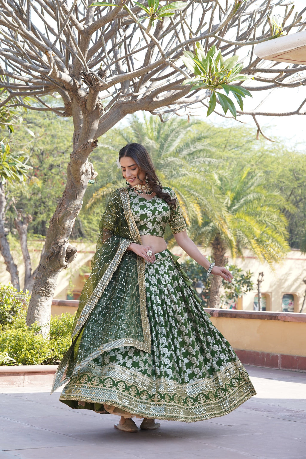 Nirmala green viscose designer lehenga set