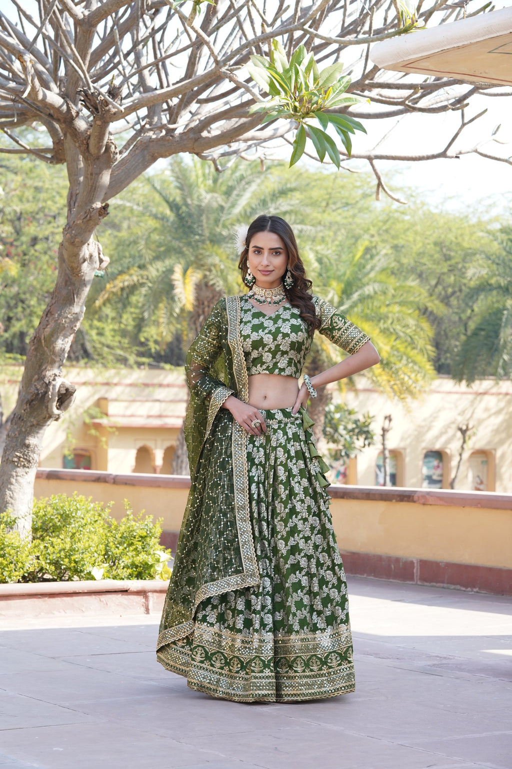 Nirmala green viscose designer lehenga set