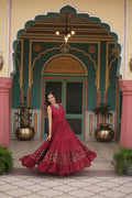 Nishka maroon festive wear printed Anarkali gown