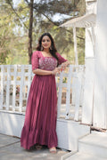 Nitara onion pink georgette embroidered Anarkali gown
