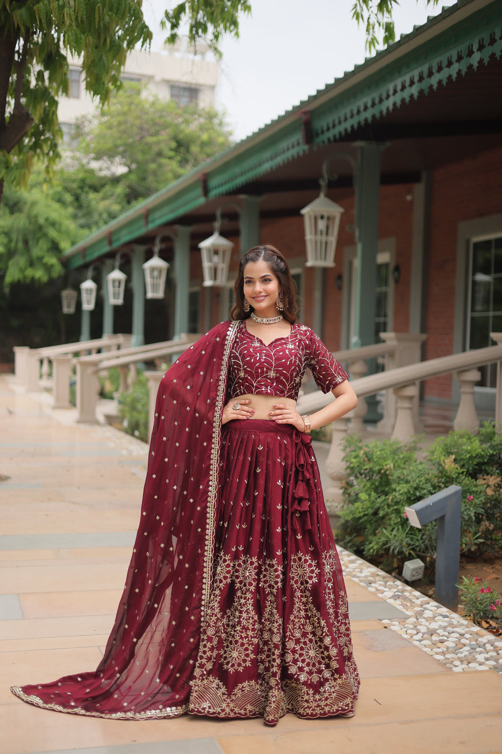 Maroon Rangoli silk embroidered Nithya designer lehenga