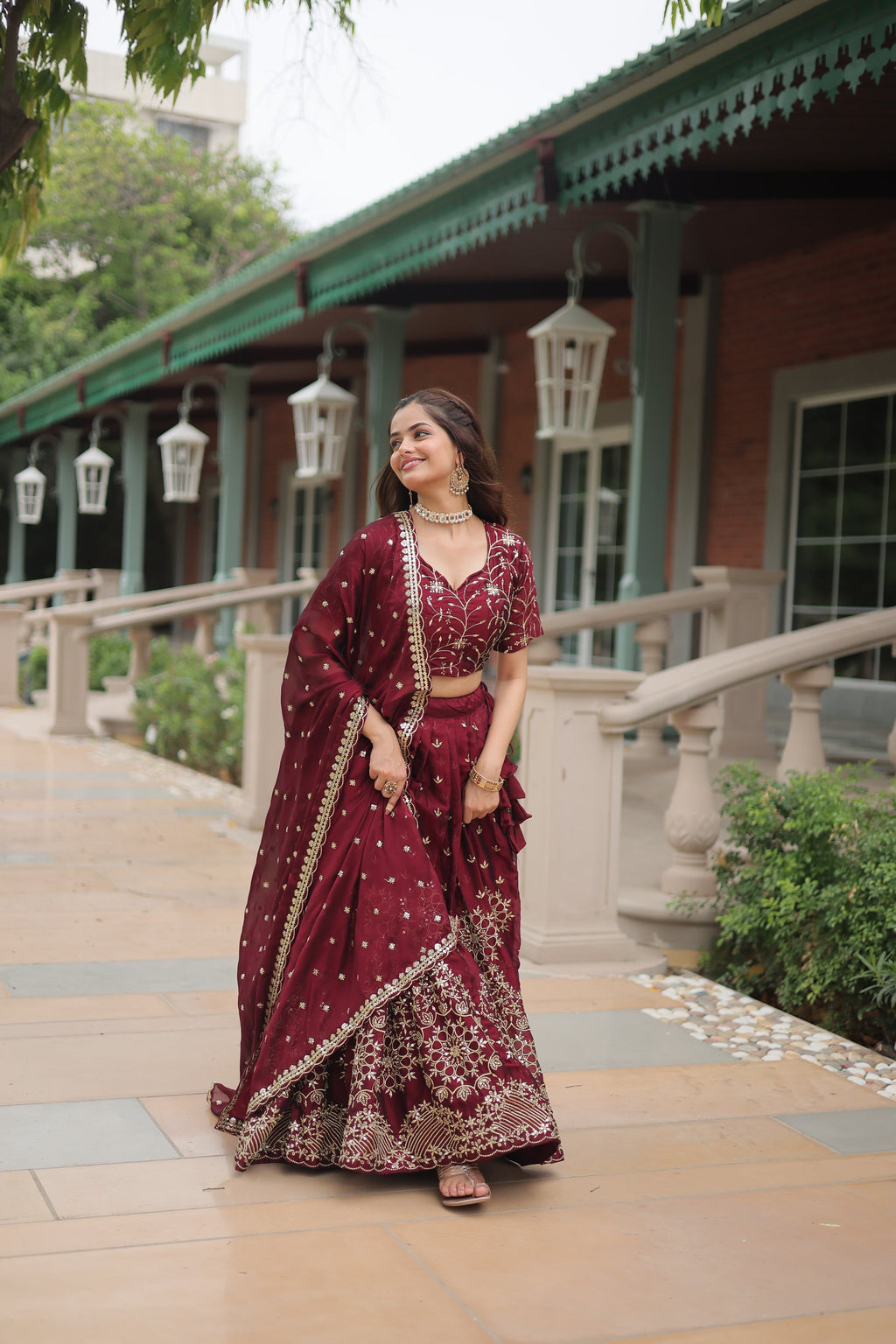 Maroon Rangoli silk embroidered Nithya designer lehenga