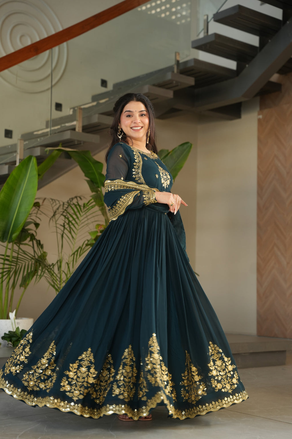 Nityashree Rama Embroidered Anarkali Gown Set