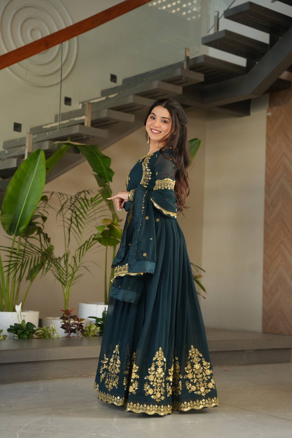 Nityashree Rama Embroidered Anarkali Gown Set