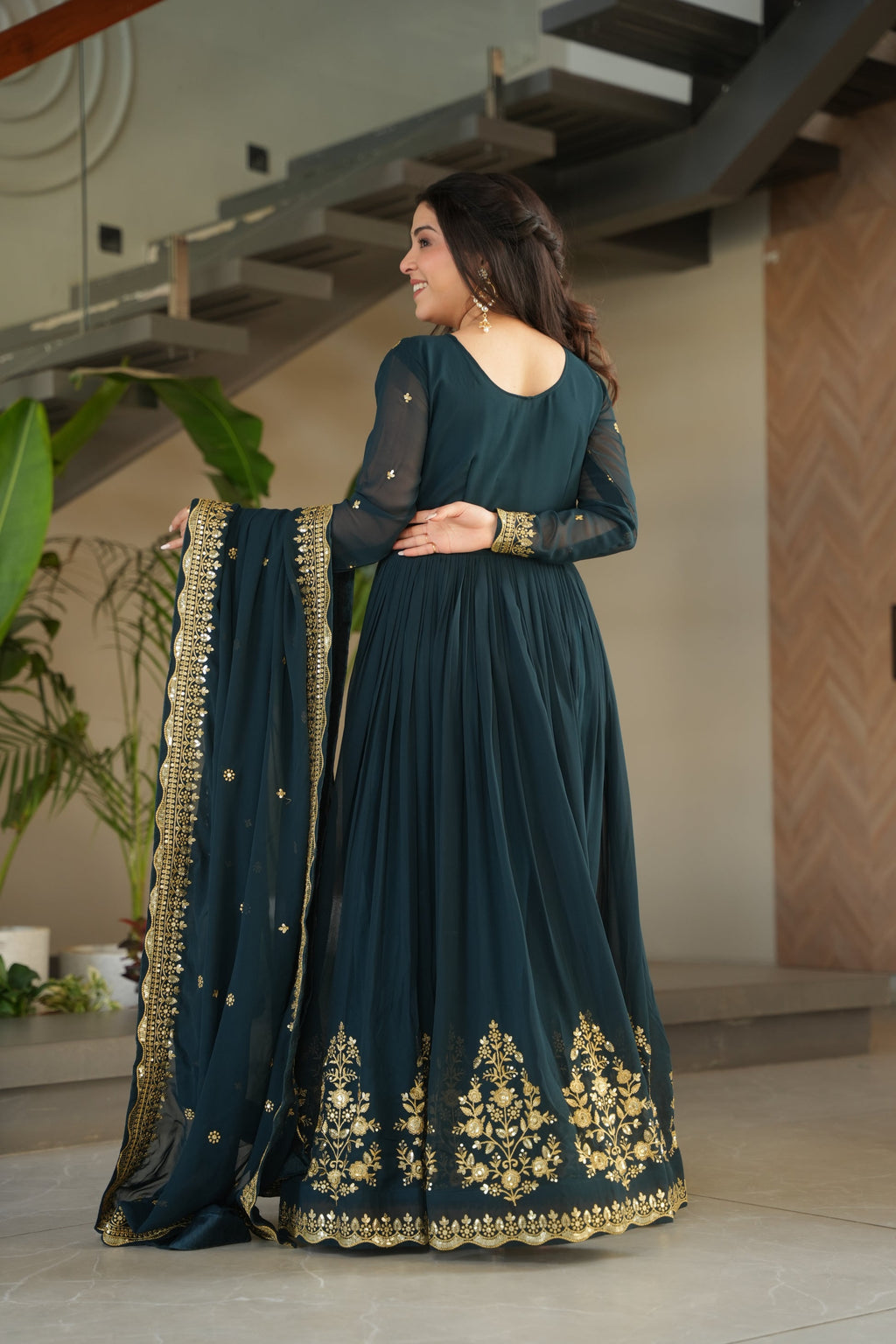 Nityashree Rama Embroidered Anarkali Gown Set