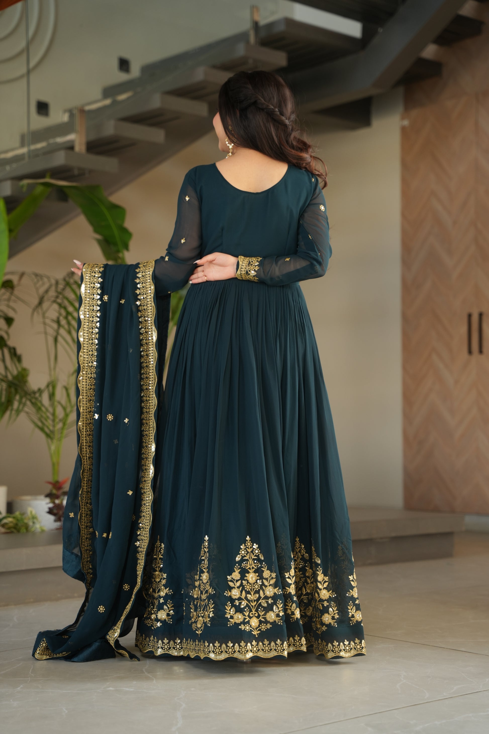 Nityashree Rama Embroidered Anarkali Gown Set