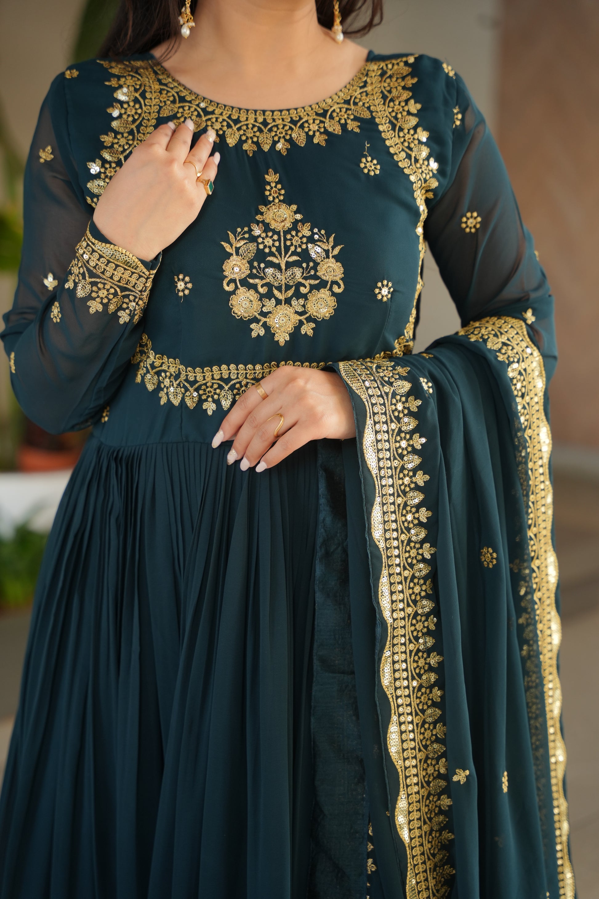 Nityashree Rama Embroidered Anarkali Gown Set