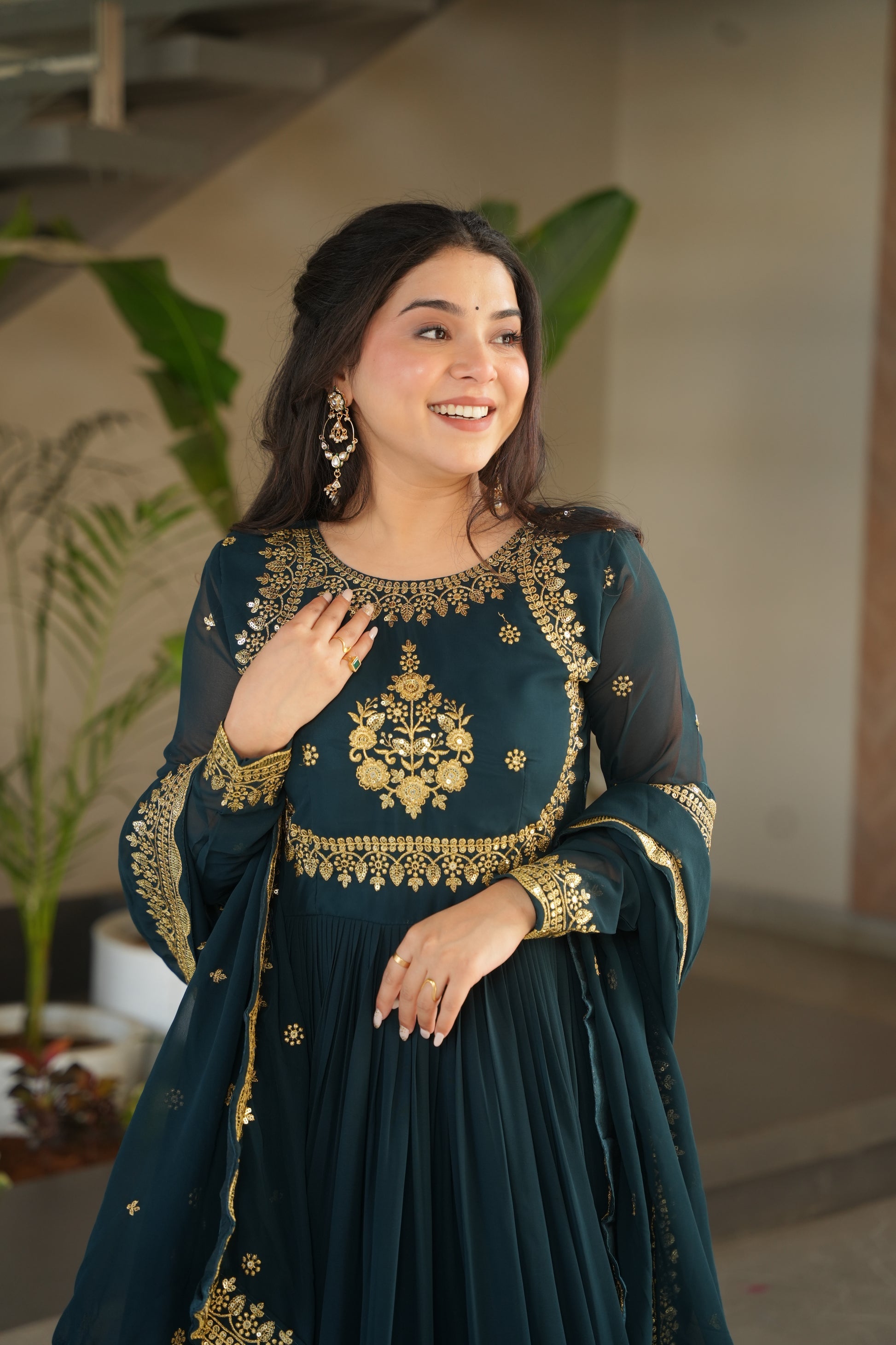 Nityashree Rama Embroidered Anarkali Gown Set